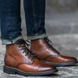 Thursday Boot Company • Captain Lace Up Leather Mens Boot in Brandy Brown